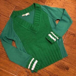 💚 BSK Green Varsity V-Neck Sweater – Made in Italy
